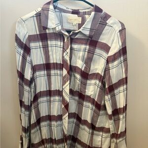 MELLODAY Burgundy and White Plaid Shirt